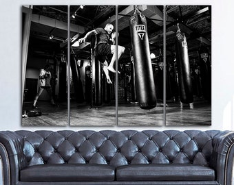 Gym Canvas Punching Bag Gym Art Decor Boxing Bag Print Boys Room