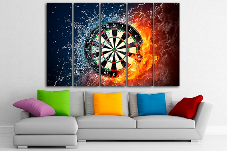 Darts wall art Darts print Darts canvas Game home decor Game Etsy