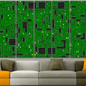 Processor print on canvas Ready to hang Processing wall art Electronic circuit décor Technology gift Computer Circuit Board office design