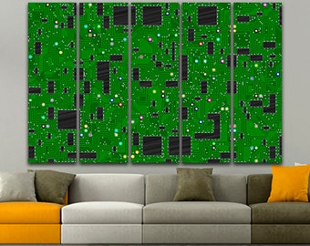 Processor print on canvas Ready to hang Processing wall art Electronic circuit décor Technology gift Computer Circuit Board office design