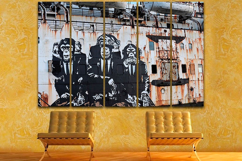 3 Wise Monkeys Wall Art Canvas Speak No Evil Hear No Evil See Etsy UK