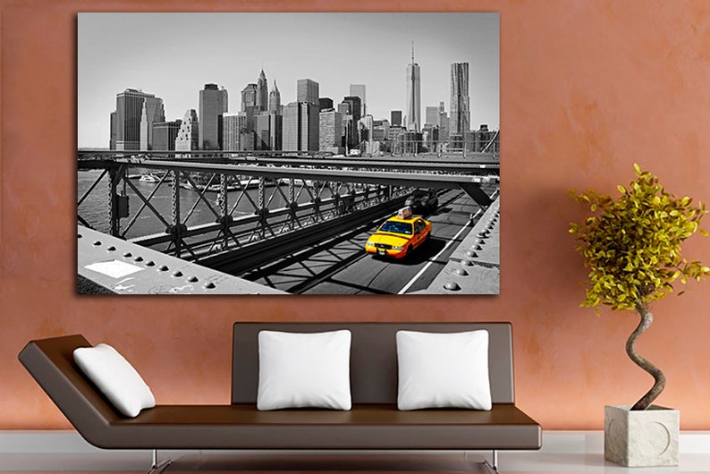 Taxi New York Print Yellow Taxi Art Yellow Taxi Poster New York Wall ...