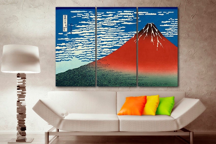 Red Fuji Southern Wind Clear Morning Katsushika Hokusai Print on canvas Ready to hand Thirty-six Views Fuji Japanese mountain Ukiyo-e art