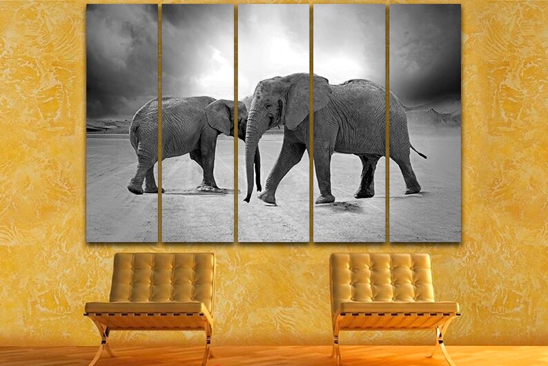 Elephant Canvas Multi Panel Canvas Animals Decor Africa Etsy