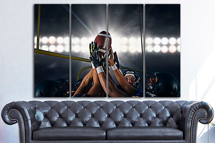 Football wall art Sport canvas set Football home decor Etsy