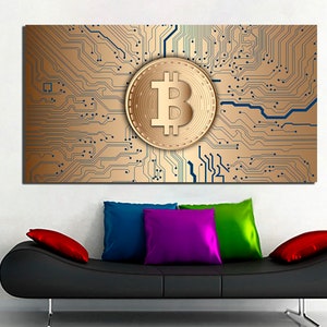 Bitcoin canvas Crypto art Currency print Trader wall décor Cryptocurrency gifts Bitcoin art Trade bitcoin print Money decor Golden currency