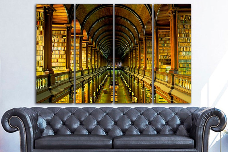 3 Panel Set Library Print Library Canvas Library Wall Art Etsy