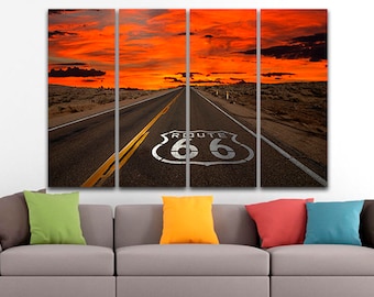 3 panel set Route 66 canvas Highway Chicago Route 66 wall art Road 66 artwork Travel photography Ready to hang art Road trip America road