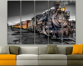 Zug Leinwand Kunst Dampf alte Eisenbahn Kunst Zug Poster Zug Leinwand Zug  Foto Transport Drucke Zug Kunst Dekor Wandbehang Zug Galerie Wrap