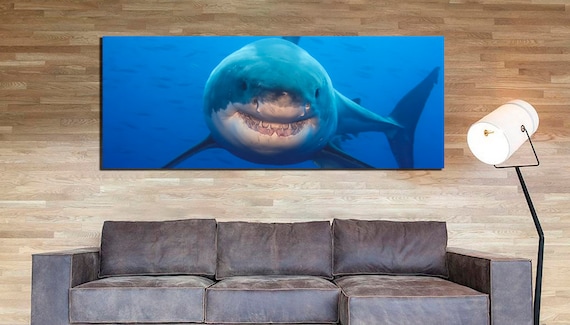 Shark canvas Ocean wall art Shark print Sea art décor Fish gift Seascape décor Fish artwork Sea life art print Underwater art Predator fish
