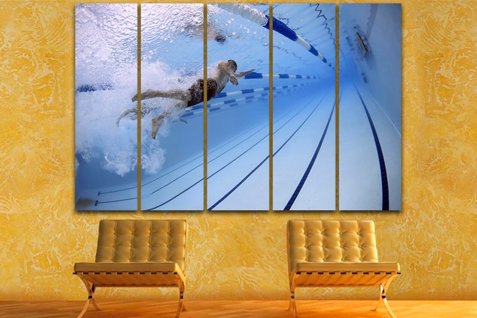 Swimmer Canvas Sport Wall Print Swimming Pool Décor Water Etsy