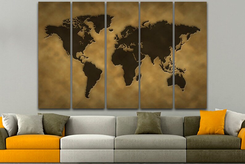 World map Print on canvas World map print World map art World map canvas Old map Print decor Wall art Gift for her Printable art Travel map