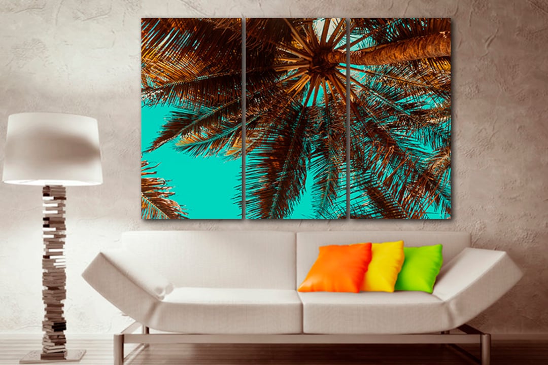 Palm Tree Canvas Tropical Wall Art Leaf Room Decor Gift for Mom Beach — free download