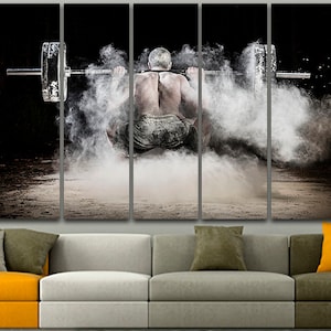Barbell canvas Gym wall print Sportsman decor Fitness wall art Sport photo Boy game room art Playroom decor Workout wall art Athlete gift