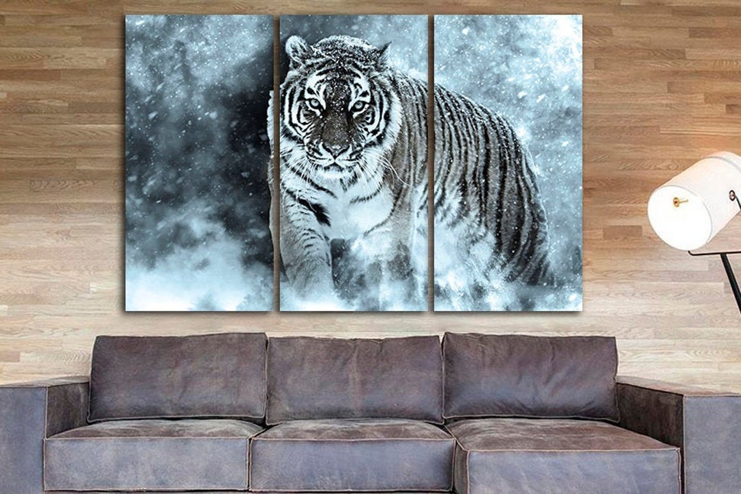 Tiger Wall Art Animal Canvas Set White Tiger Decor Jungle Art - Etsy