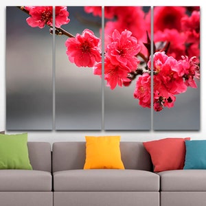 Rosa Blumen Leinwand Botanische Drucke Buntes Bild Flora Home Dekor Natur Geschenk Minimalistisch Leinwand Zweig Kunstwerk Blooming Flower Art
