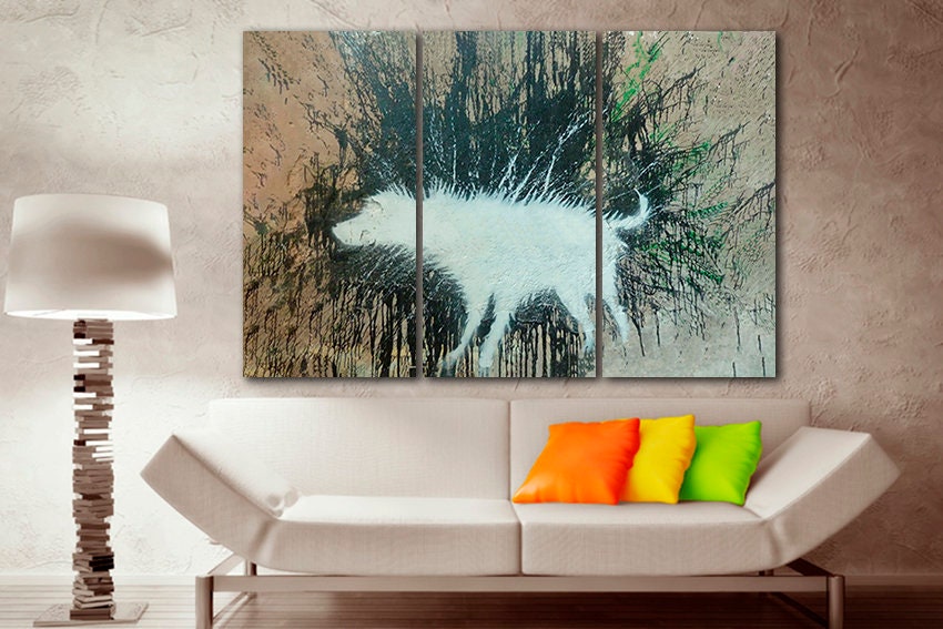 Dog canvas art Wet dog print Graffiti wall art Decor street | Etsy