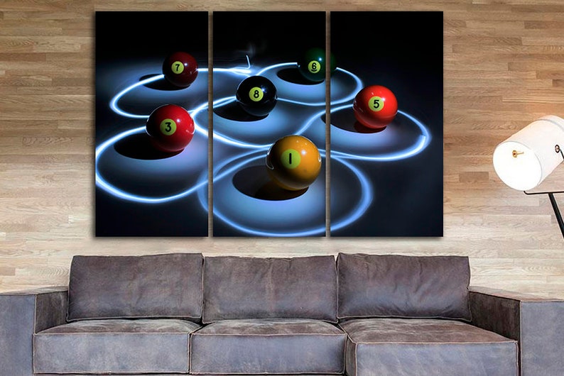 Billiards Wall Art Decor Game Room Gambling Canvas Sport Print Ball ...