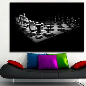 Schach Druck auf Leinwand Schach Druck Schach Kunst Schach Leinwand Büro Dekor Spiel Dekor Strategie Raum Kunst Spieler Geschenk Schach Poster Spiel Wandkunst