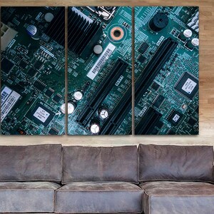 Electronic circuit print on canvas Ready to hang Tech wall decor Technology art Engineer gift Circuit Board Hardware system administrator