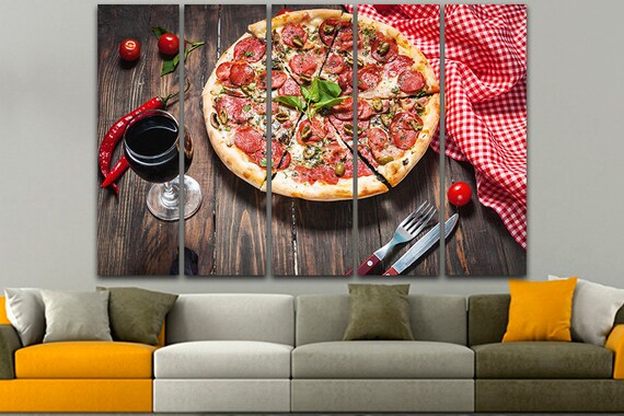 Pizza wall art Cafe decor Pizza canvas art Food decor Italian dish Birthday gift Pizza printable Pizza photo art Pizza wall decor Food photo
