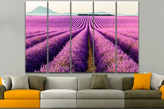 Lavender print Flowers decor Garden wall decor Lavender canvas Floral print Field with flowers Lavender poster Gift for girlfriend Flora art
