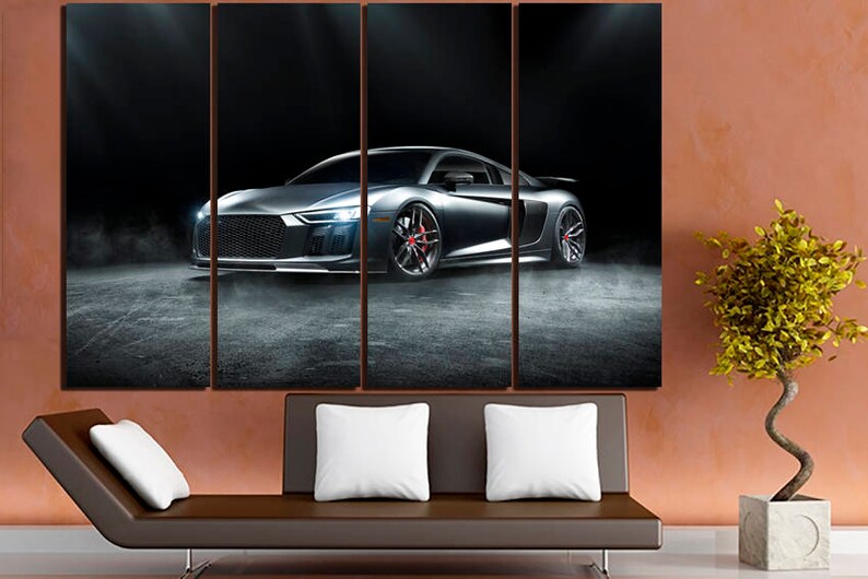 Audi R8 canvas Audi home décor Cars poster Audi R8 wall art Etsy