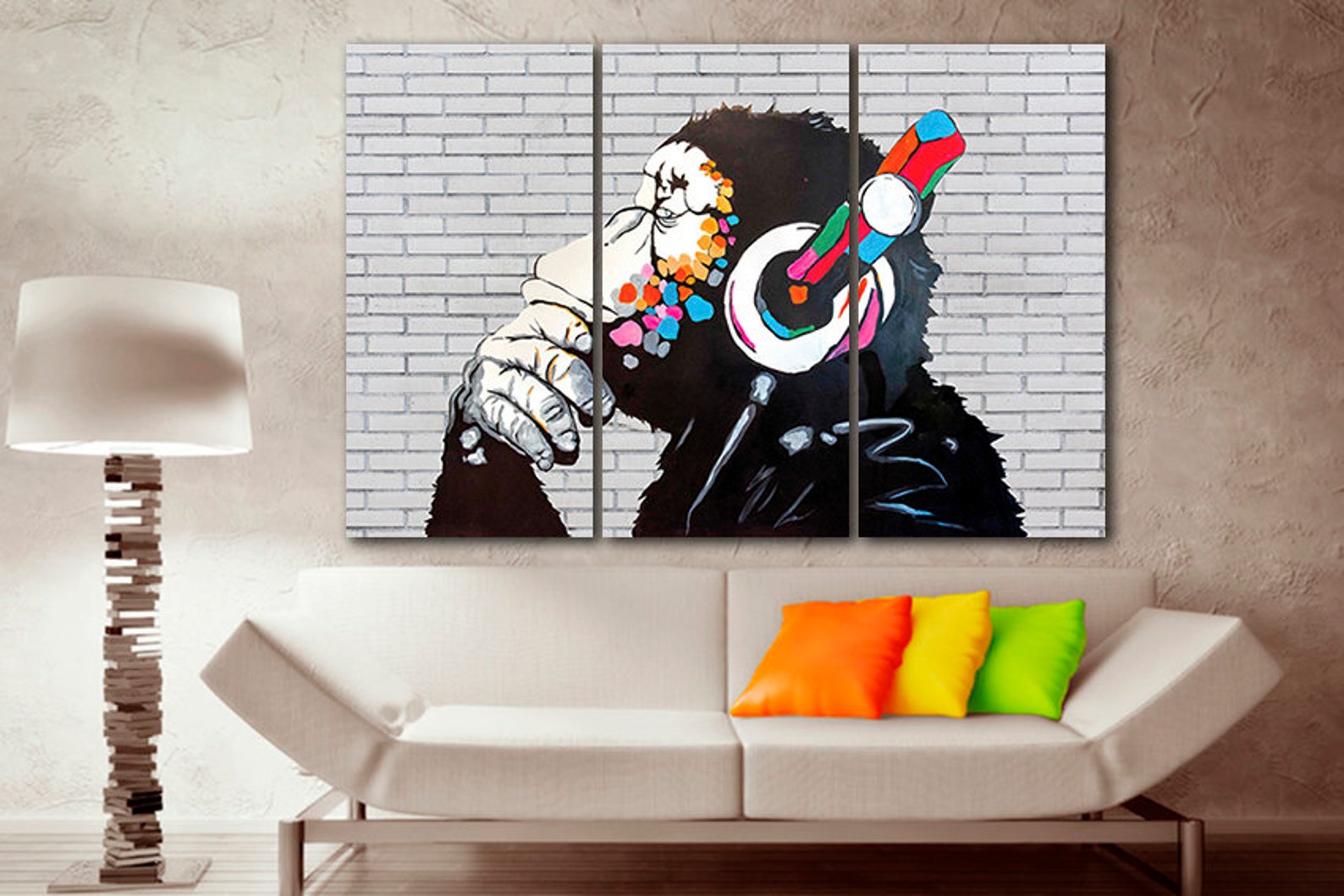 Dj Monkey Wall Street Art Graffiti Art Canvas Gallery Wrap Etsy