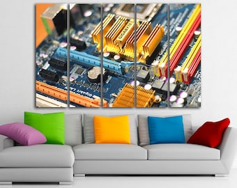 Information technology print on canvas Ready to hang Electronic Engineering wall art motherboard office décor device decor Technology gift