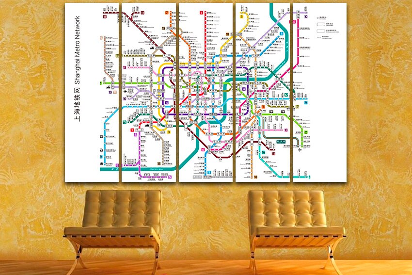 Shanghai Subway Map Print on Canvas China Train Wall Deco - Etsy