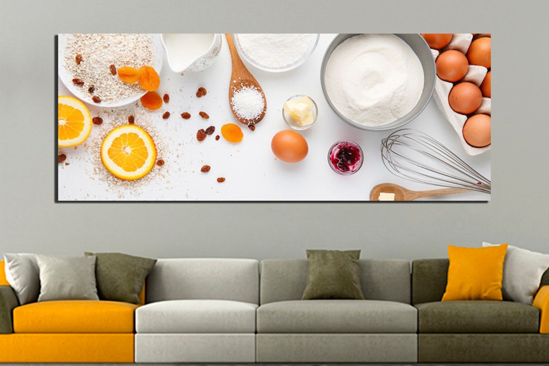 Cooking Canvas Culinary Wall Print Flour Wall Décor Egg Restaurant Art ...