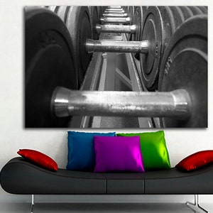 Dumbbell canvas Sports equipment Gym wall decor Health artwork Sports training art Fitness home decor Home decoration gift Sport art prints