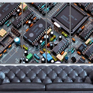 Engineering circuit print on canvas Ready to hang Component electronic art electronic device decor Processing wall art Technology gift