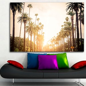 Los Angeles print LA cityscape Los Angeles poster Los Angeles canvas Travel decor California wall art Palm tree art Los angeles wall art