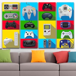 Game controller art Video canvas Gaming print Evolution gift art Man cave art Videogame decor Retro gaming Gift for gamers Teen gamer gift