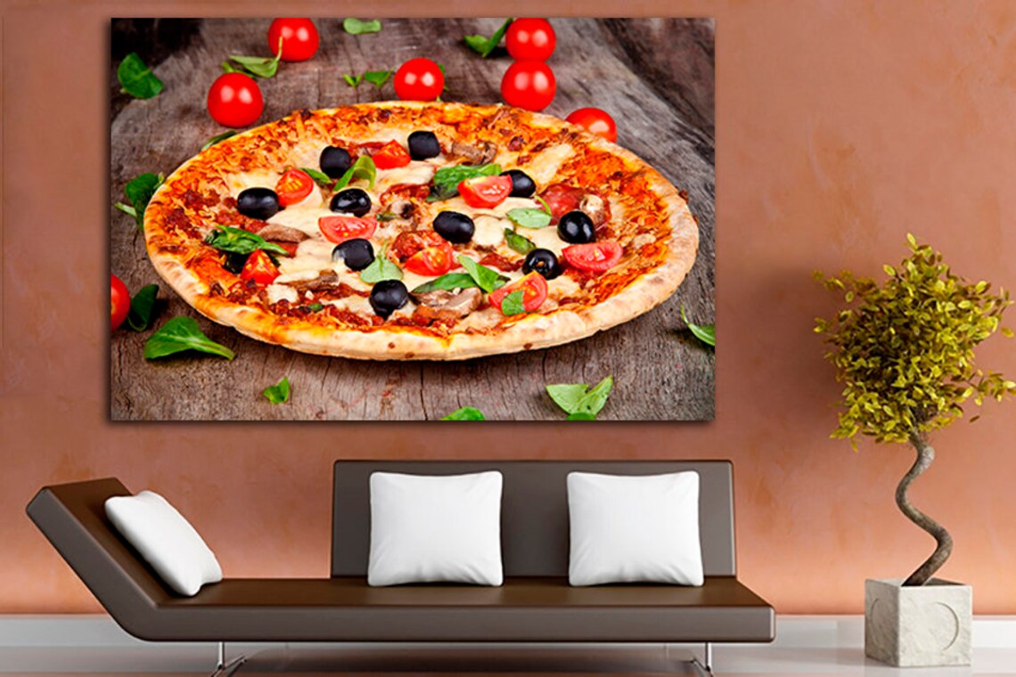 Pizza Digital Print Cafe Wall Art Pizza Canvas Food Home Decor Etsy