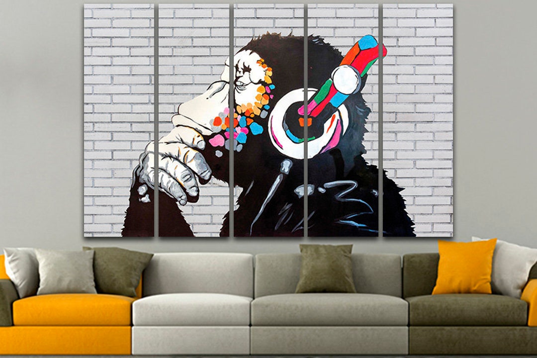 Dj Monkey Wall Street Art Graffiti Art Canvas Gallery Wrap Large Wall