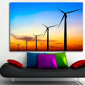 Wind turbine art Generator energy 5 Panel set Split canvas Wind turbine print Wind turbine decor Wind turbine poster Wind turbine canvas