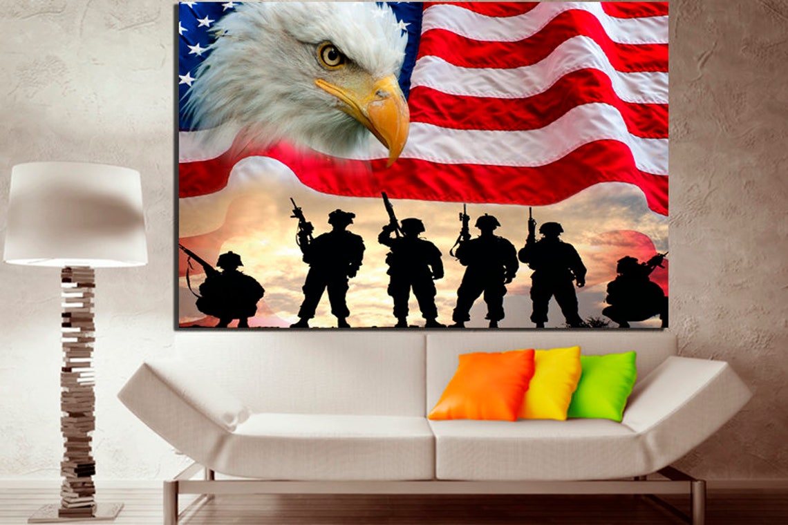 United States Flag Print American Flag Canvas Flag Art Etsy
