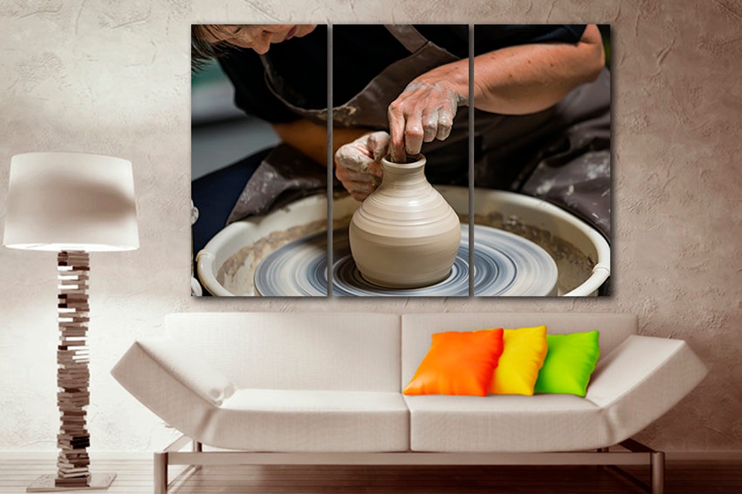 Pottery Canvas Clay Pot Ceramist Wall Art Clay Vase Décor Pottery ...