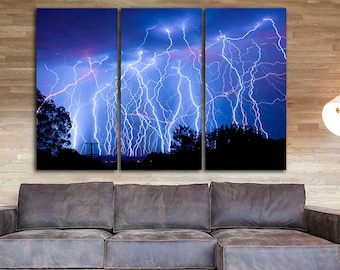 Lightning bolt Print art Mountain art Lightning bolt decor Lightning canvas Landscape art Modern art Bedroom wall art Lightning artwork