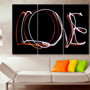 Love wall art canvas Ready to hang Gift for lovers Anniversary Gift Teen girl room decor Word Print Living room art Minimalist Romantic
