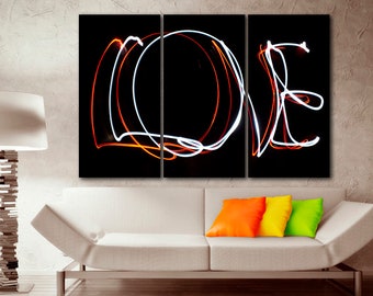 Love wall art canvas Ready to hang Gift for lovers Anniversary Gift Teen girl room decor Word Print Living room art Minimalist Romantic