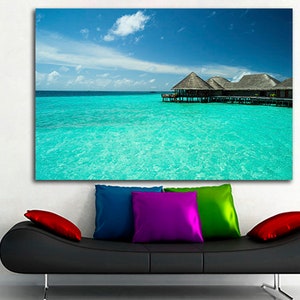 Maldives canvas Sea picture Seascape Large wall art Bungalow decor Maldives print Maldives wall art Nature print art Landscape picture Beach