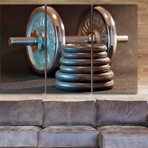 Barbell canvas Ready to hang Weightlifting  art Deadlift print Gym wall décor Weightlifter gift Motivation artwork Fitness large art