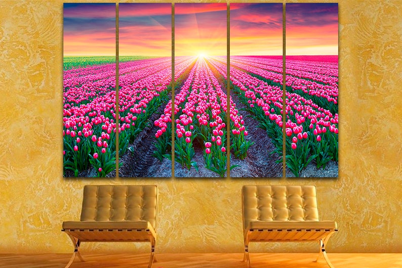 Tulip Canvas Flower Décor Floral Wall Art Tulips Print Flowers Etsy