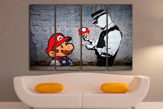 Police decor Print on canvas Graffiti print Gift picture Graffiti art canvas Ready to hang Street art mural Urban wall art Policemen artwork
