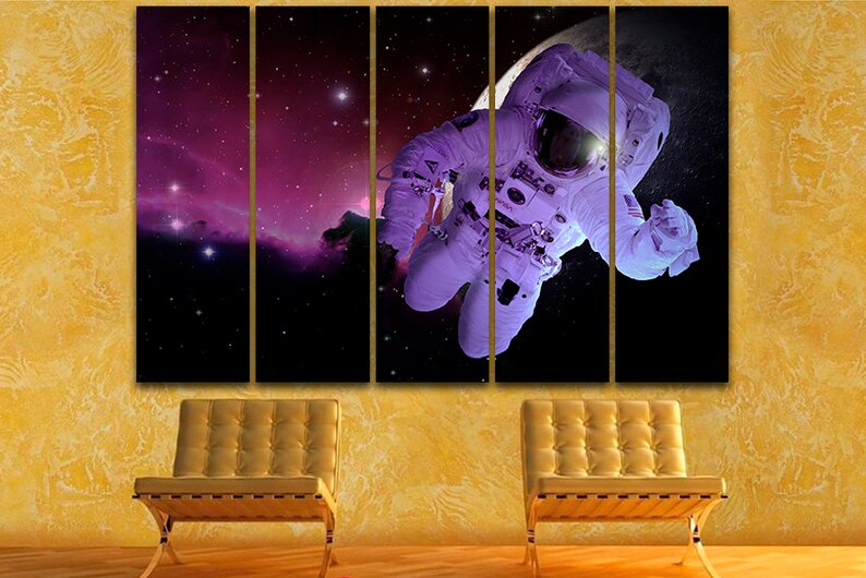 Spaceman Print Wall Art Canvas Cosmonaut Space Wall Art | Etsy