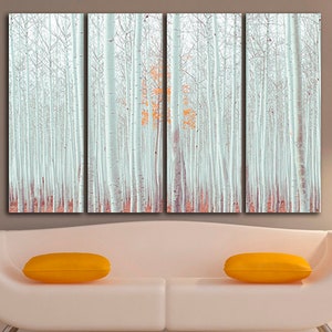 Birch grove art Gallery wall set Forest art Fall print decor Autumn forest Birch grove canvas Forest photo Landscape art Birch tree print