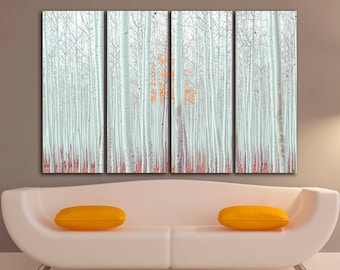 Birch grove art Gallery wall set Forest art Fall print decor Autumn forest Birch grove canvas Forest photo Landscape art Birch tree print
